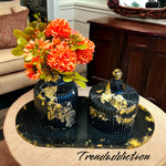 Venity tray with jewelry box and vase