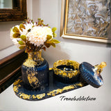 Venity tray with jewelry box and vase