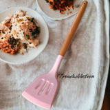 Single Silicon Cooking Spoon with Wooden Handle