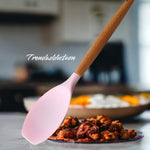 Single Silicon With Wooden Handle Cooking Spoon