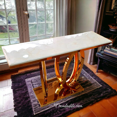 Brass Console with Marble top