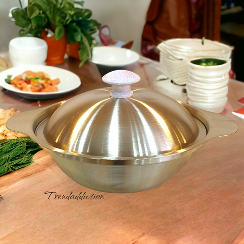 Golden Serving  Pot with lid