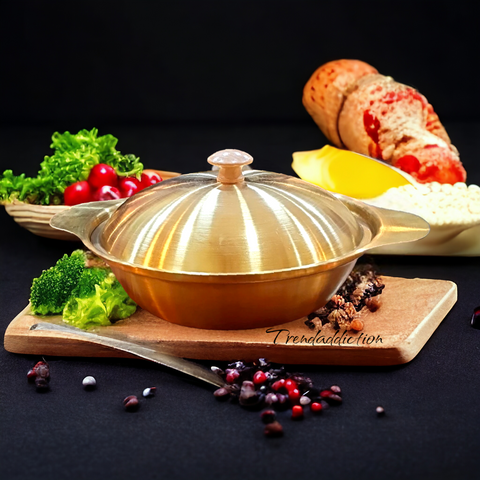 Golden Serving  Pot with lid
