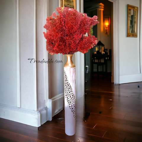 Long metal with carving floor vase 42 inches